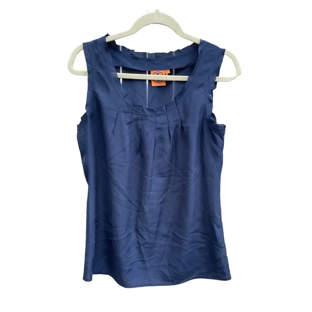 TORY BURCH NAVY BLUE SILK TANK